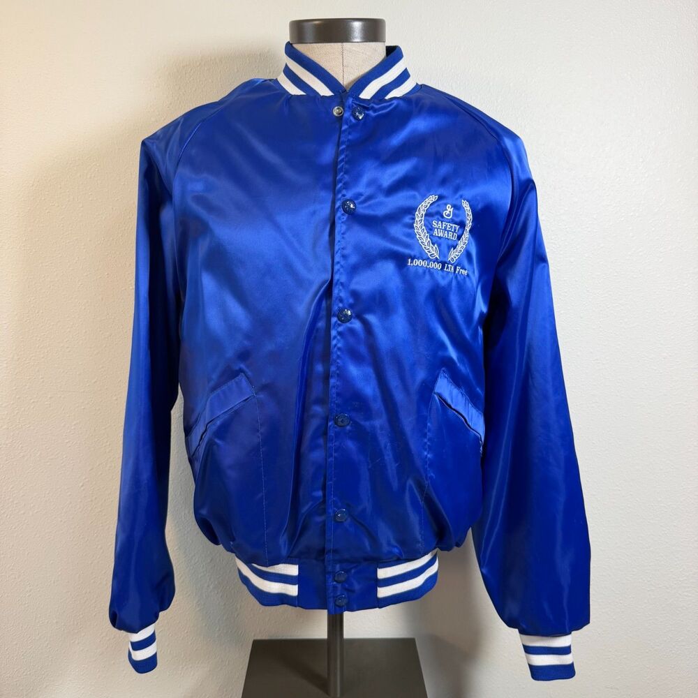 Vintage General Mills Satin Bomber Jacket Mens L Safety Award 1 Million LTI